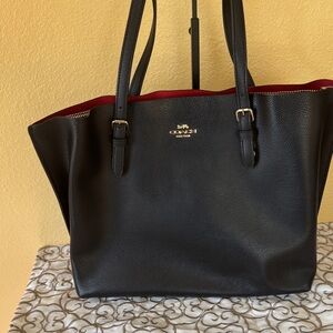 Coach Black and Red Leather Tote